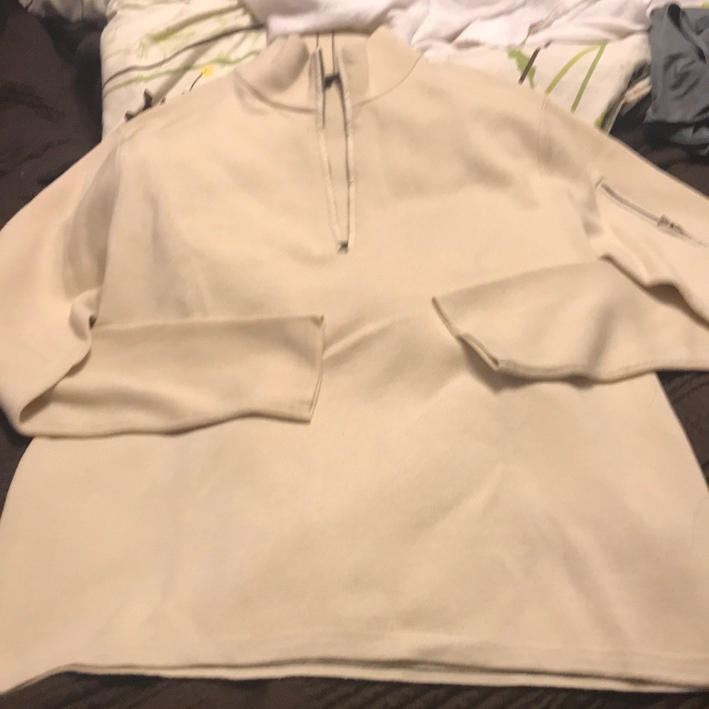 Tan Merino Wool zip neck sweater